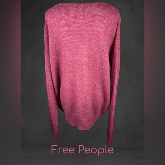 Free People | Raspberry Gossamer V-Neck Sweater - Picture 3 of 7